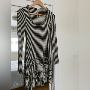 Cream and black striped dress